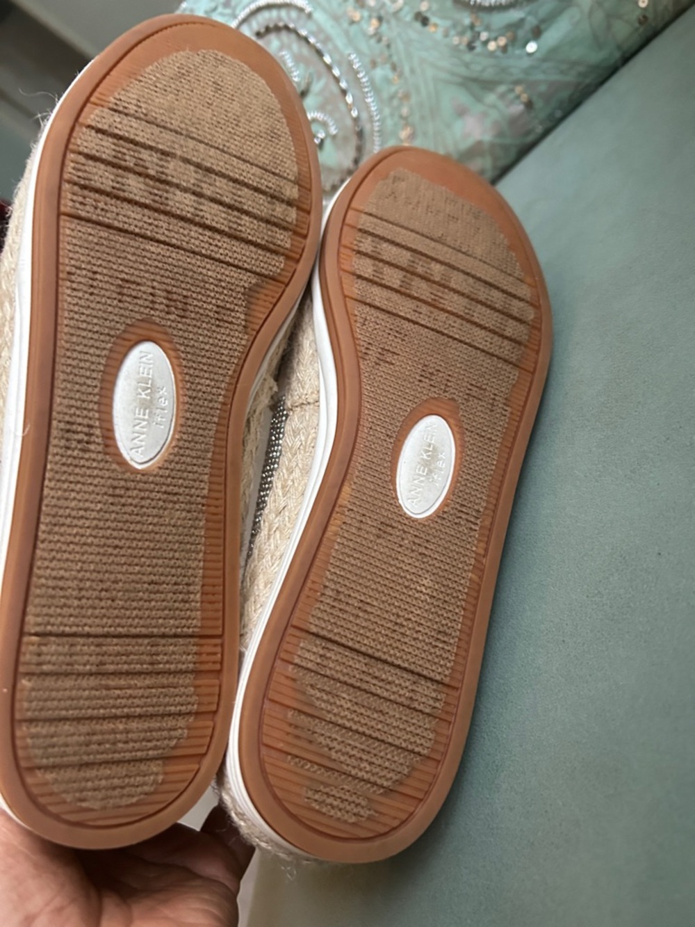 Anne Klein Women's Sparkle i flex Espadrille Slip-Ons in Silver Size 9.5 - Picture 6 of 6